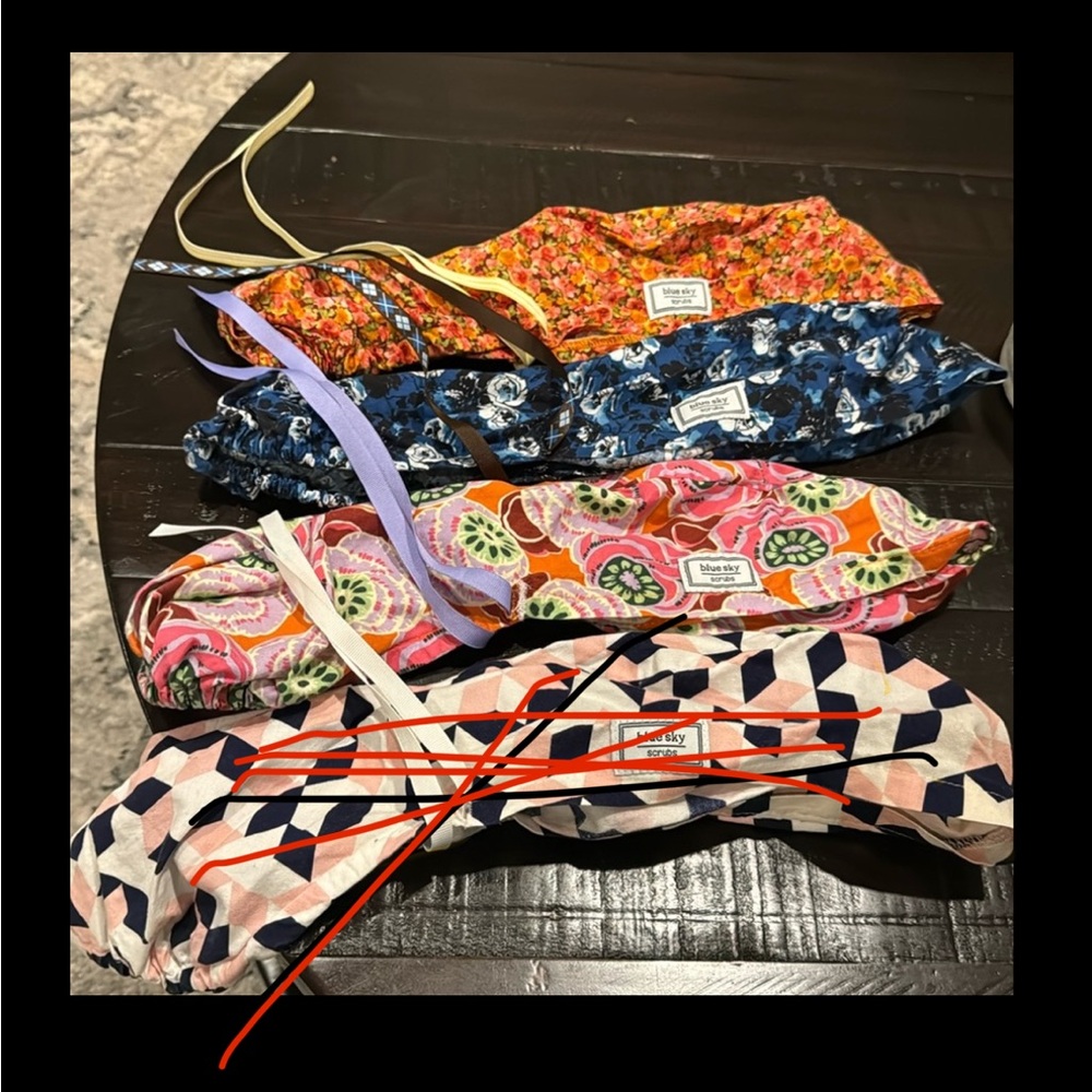 Blue Sky Floral and Geometric Headband Set in Blue, Pink, Orange and Navy